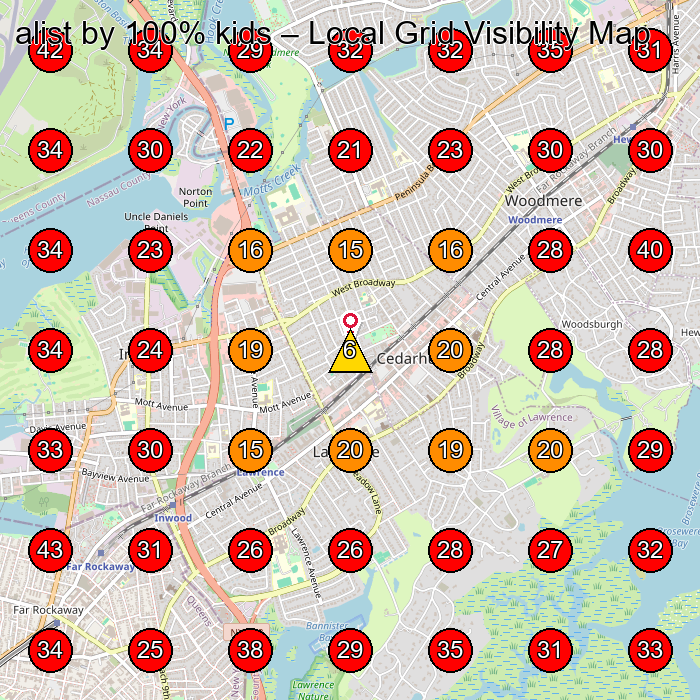 alist by 100% kids GeoGrid visibility map for Women'S Clothing Store in Cedarhurst